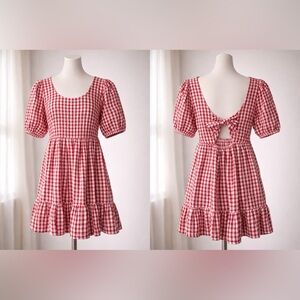 LOFT Red and White Gingham Dress